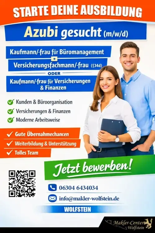 Ausbildungsanzeige des Makler-Centers Wolfstein